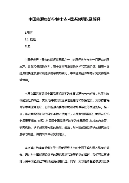 中国能源经济学博士点-概述说明以及解释