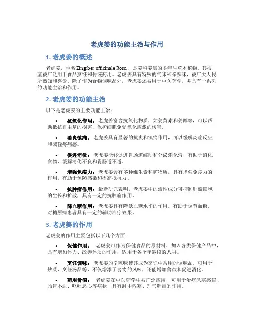 老虎姜的功能主治与作用