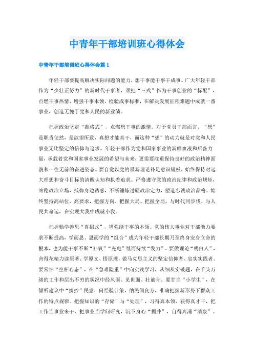 中青年干部培训班心得体会