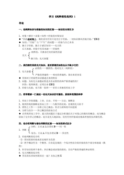 学习《纯粹理性批判》导论