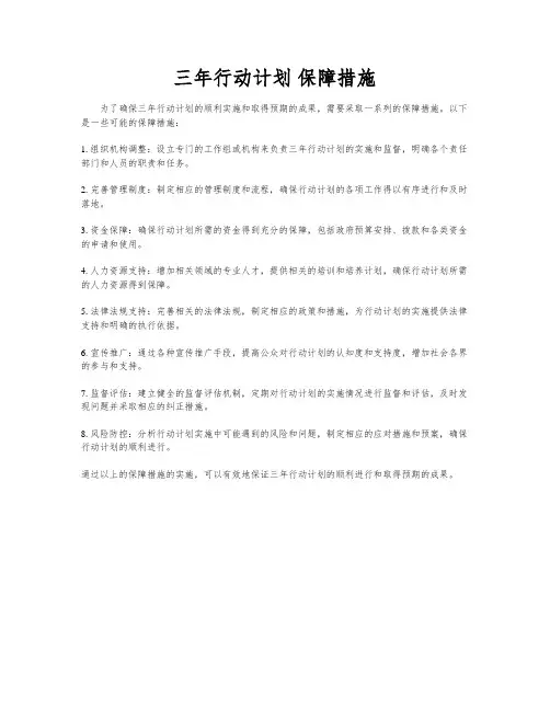 三年行动计划 保障措施