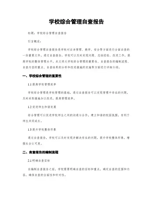 学校综合治理自查报告