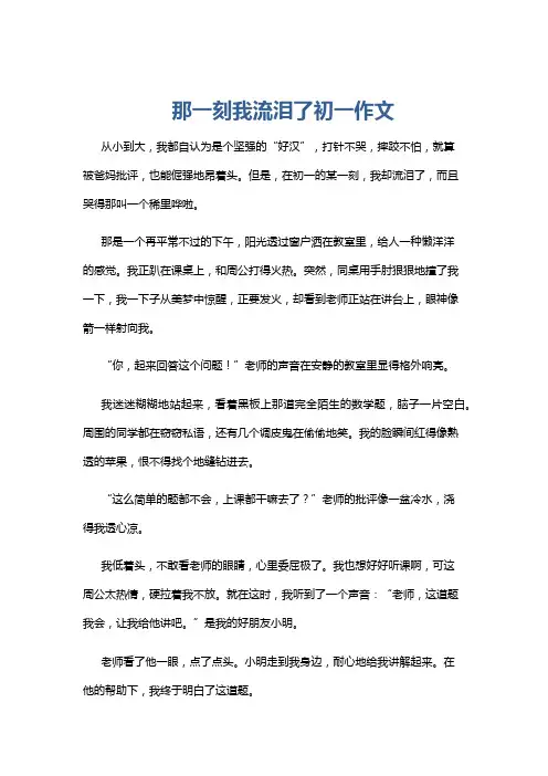 那一刻我流泪了初一作文