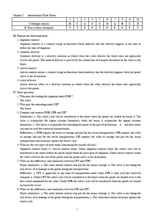 (完整版)国际贸易实务英文版第二版课后习题答案