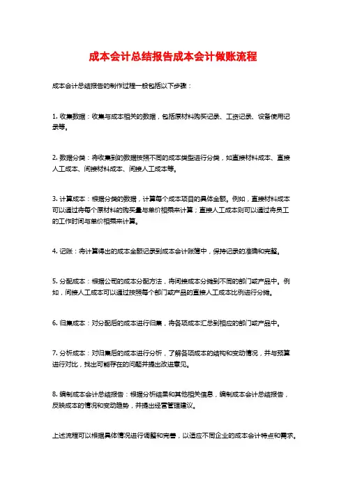 成本会计总结报告成本会计做账流程