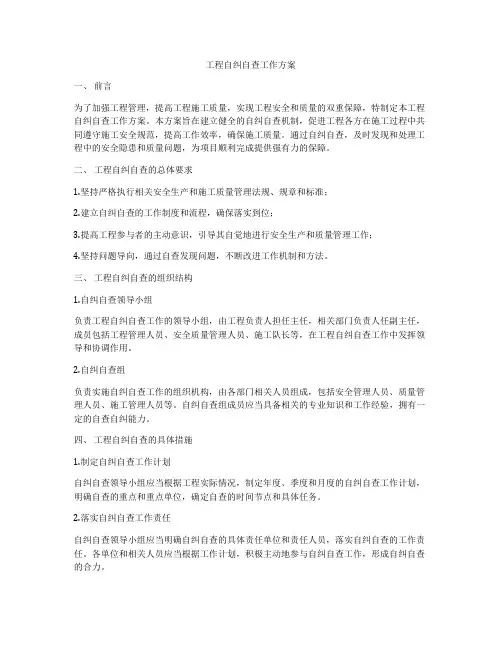 工程自纠自查工作方案