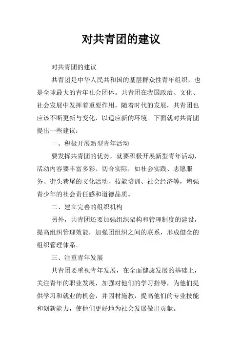 对共青团的建议