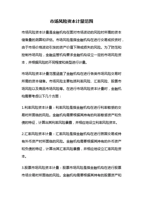 市场风险资本计量范围