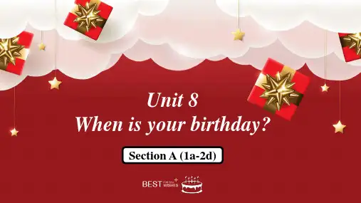 人教版英语七年级上册Unit8 Section A (1a-2d) 课件