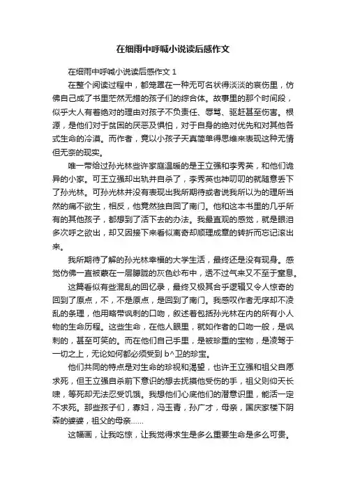 在细雨中呼喊小说读后感作文