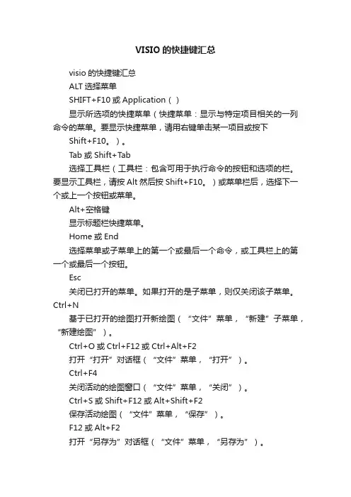 VISIO的快捷键汇总