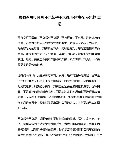 愿有岁月可回首,不负韶华不负卿,不负青春,不负梦 意思