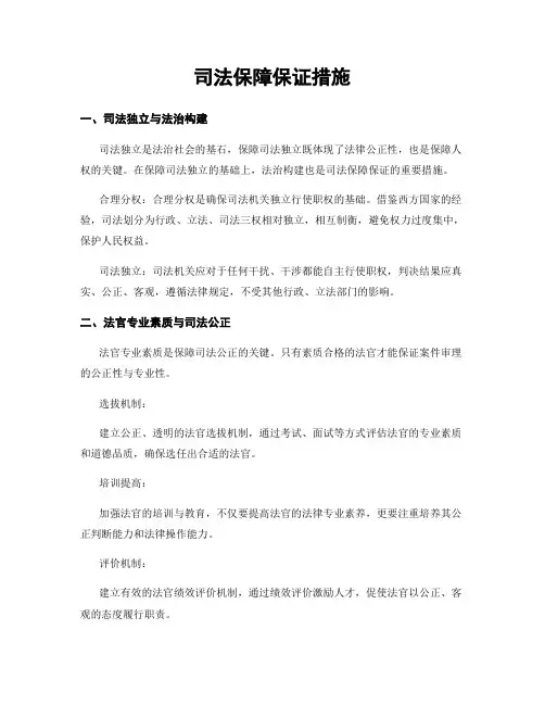 司法保障保证措施