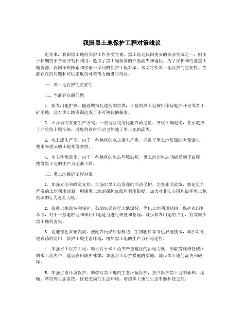 我国黑土地保护工程对策浅议