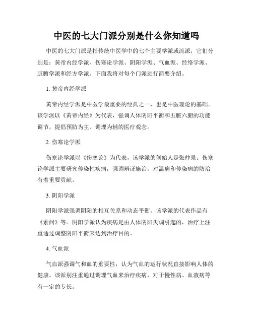 中医的七大门派分别是什么你知道吗