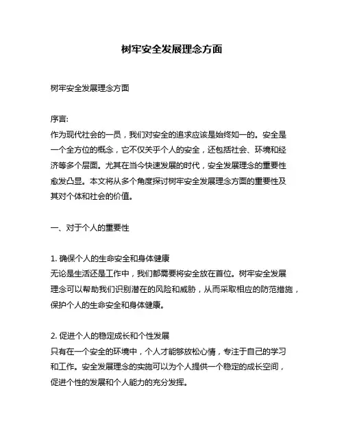 树牢安全发展理念方面