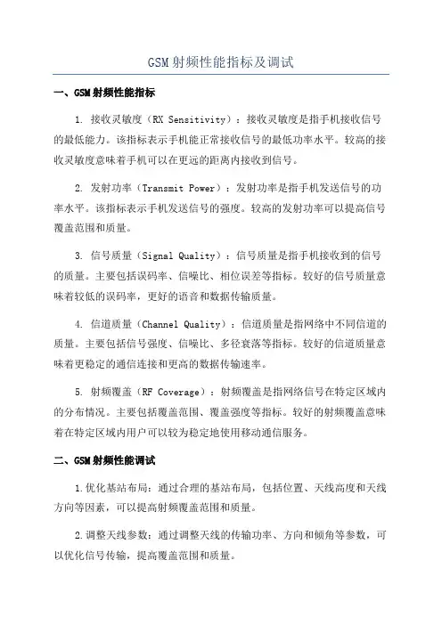 GSM射频性能指标及调试