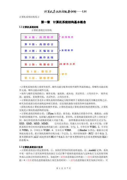 计算机系统结构概要归纳