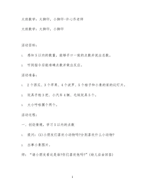 大班数学：大脚印,小脚印-许心乔老师