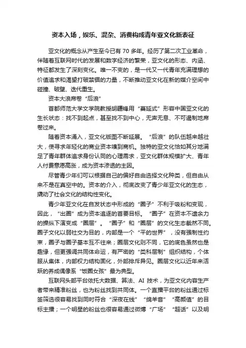 资本入场，娱乐、混杂、消费构成青年亚文化新表征
