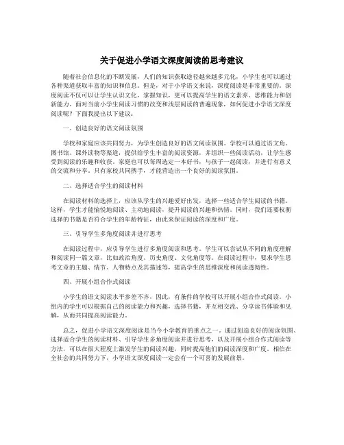 关于促进小学语文深度阅读的思考建议