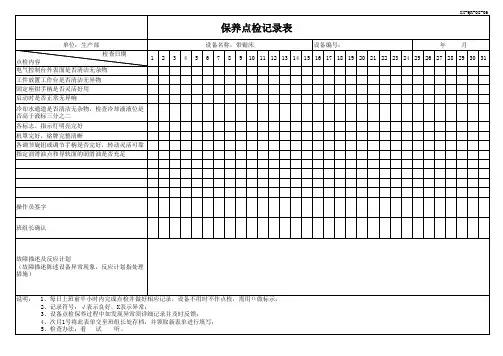 XX-QR-08-06带锯床保养点检表精简实用