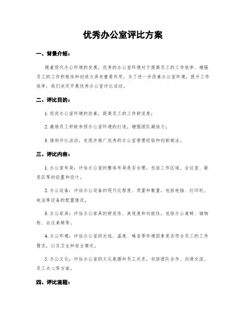 优秀办公室评比方案