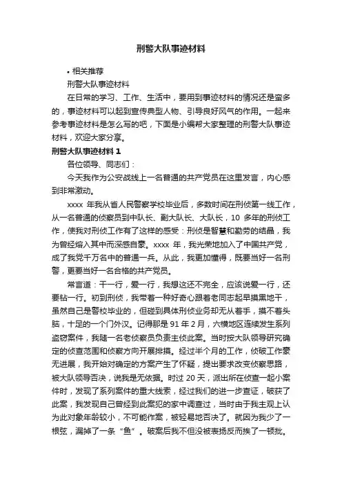 刑警大队事迹材料