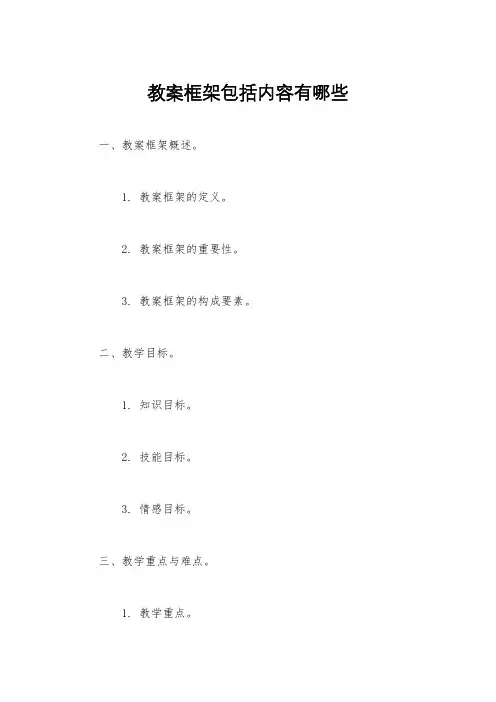 教案框架包括内容有哪些