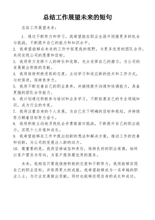 总结工作展望未来的短句