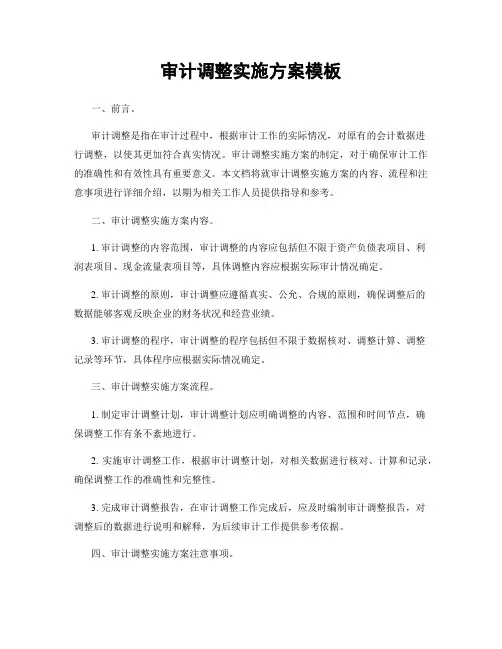 审计调整实施方案模板