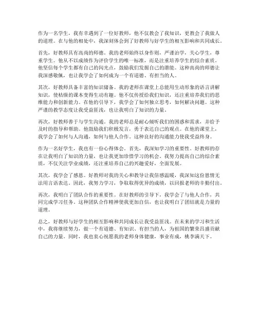 好教师好学生的心得体会