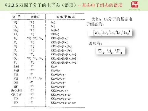 五、双原子分子的电子态（谱项）