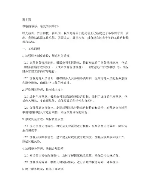 财务科长_工作总结范文(3篇)