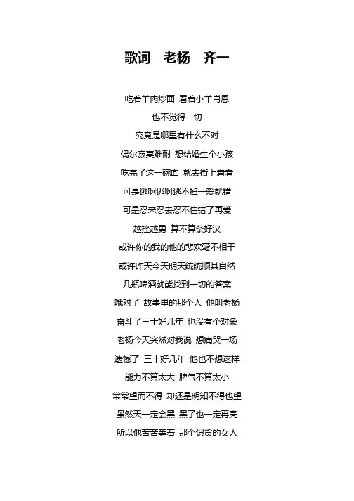 歌词  老杨  齐一