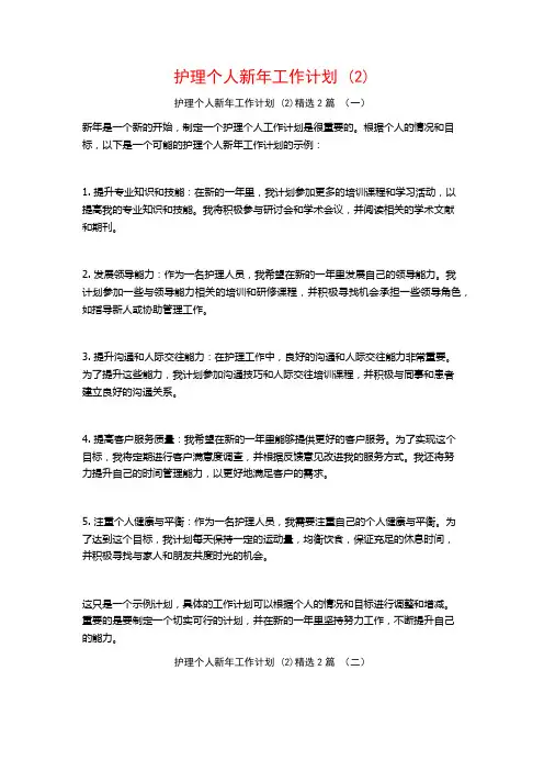 护理个人新年工作计划2篇
