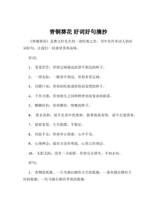 青铜葵花 好词好句摘抄
