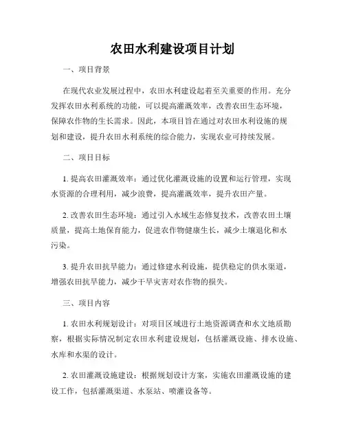 农田水利建设项目计划