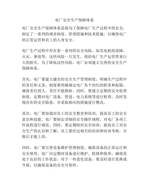 电厂安全生产保障体系