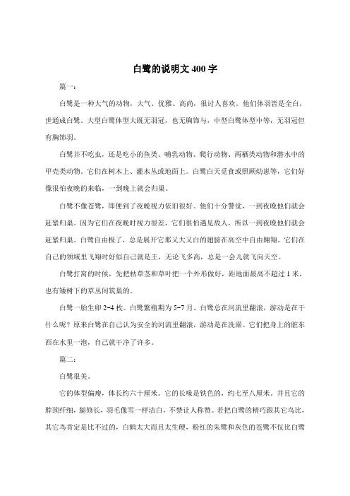 白鹭的说明文400字