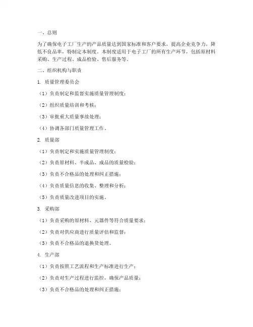电子工厂质量管理制度