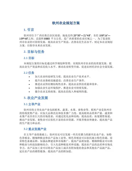 钦州农业规划方案