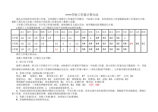 工作量计算办法