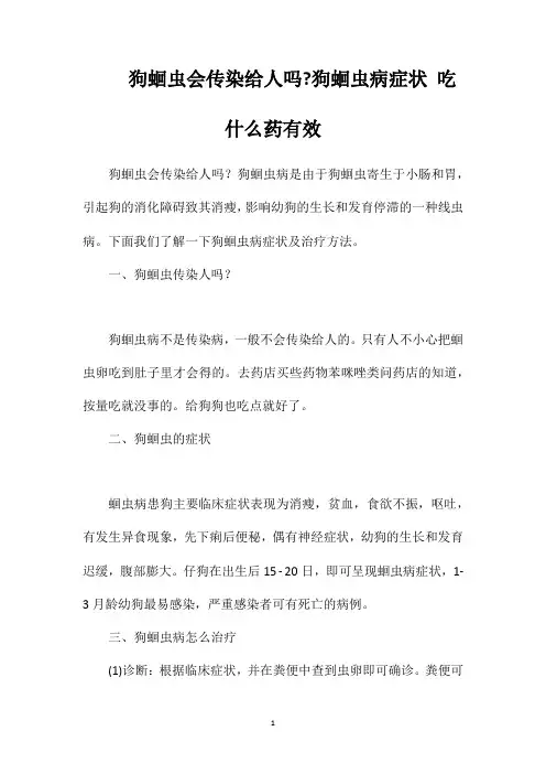 狗蛔虫会传染给人吗狗蛔虫病症状吃什么药有效