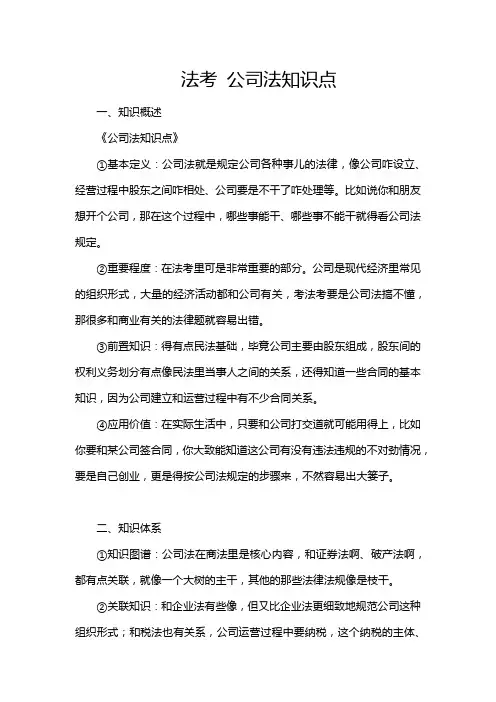 法考 公司法知识点