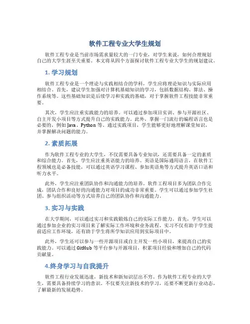 软件工程专业大学生规划