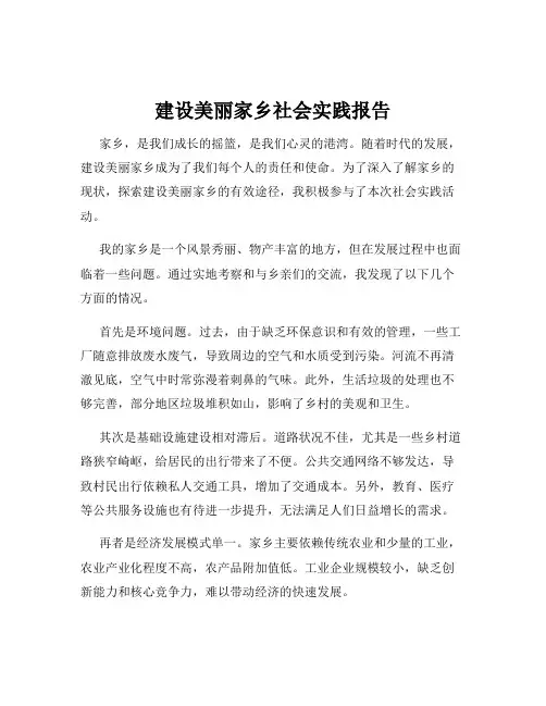 建设美丽家乡社会实践报告