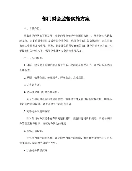 部门财会监督实施方案
