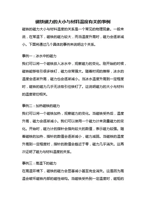 磁铁磁力的大小与材料温度有关的事例