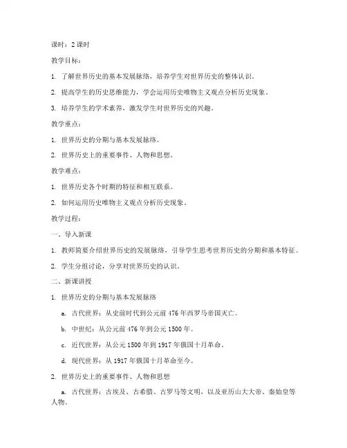 大学世界史教案精品